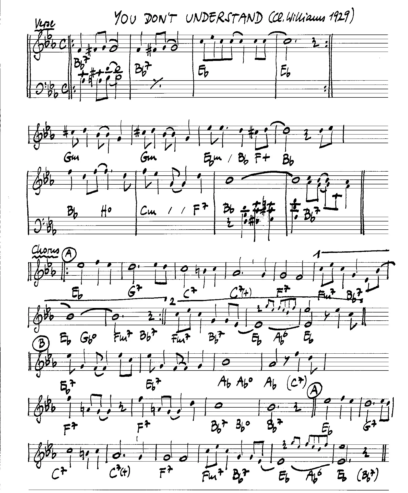 you don't understand grilles free jazz leadsheet - Courtesy of the Jungle Jazz Band